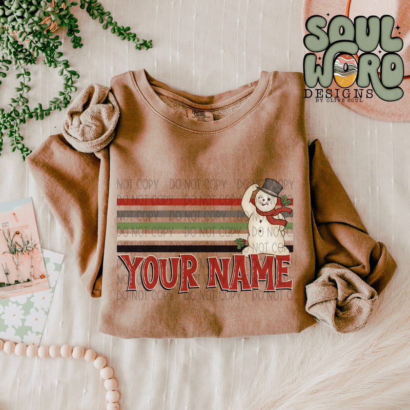 CUSTOM Retro Stripe Snowman Business Name - DIGITAL DOWNLOAD