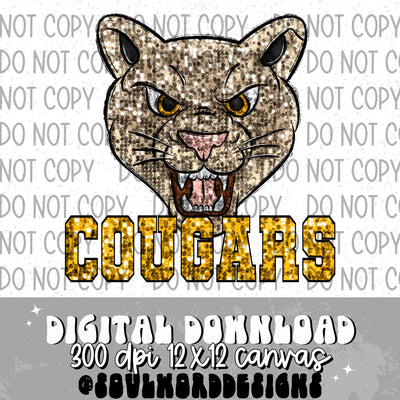 Cougars Sequin Mascot - DIGITAL DOWNLOAD