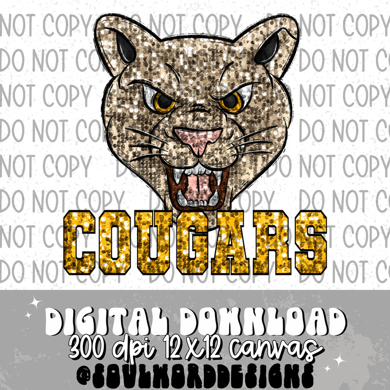 Cougars Sequin Mascot - DIGITAL DOWNLOAD