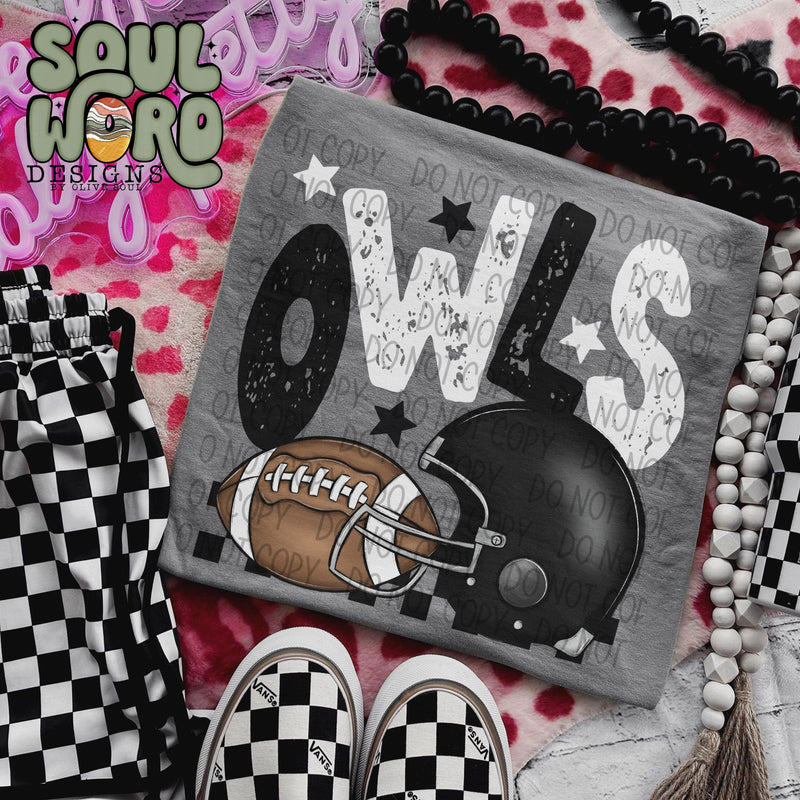 Owls Black/White Football & Helmet - DIGITAL DOWNLOAD