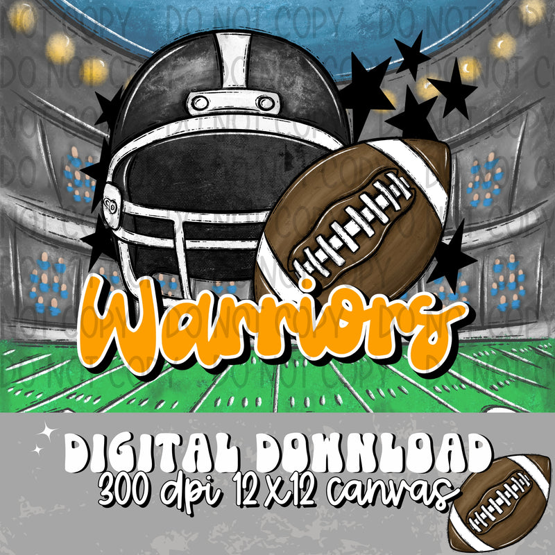 Warriors Football Helmet Black Yellow Gold - DIGITAL DOWNLOAD