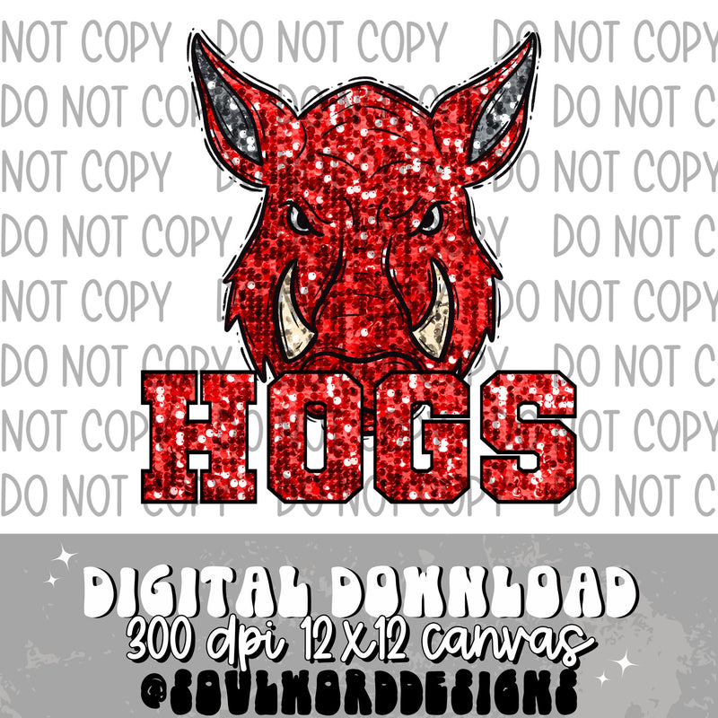 Hogs Sequin Mascot - DIGITAL DOWNLOAD