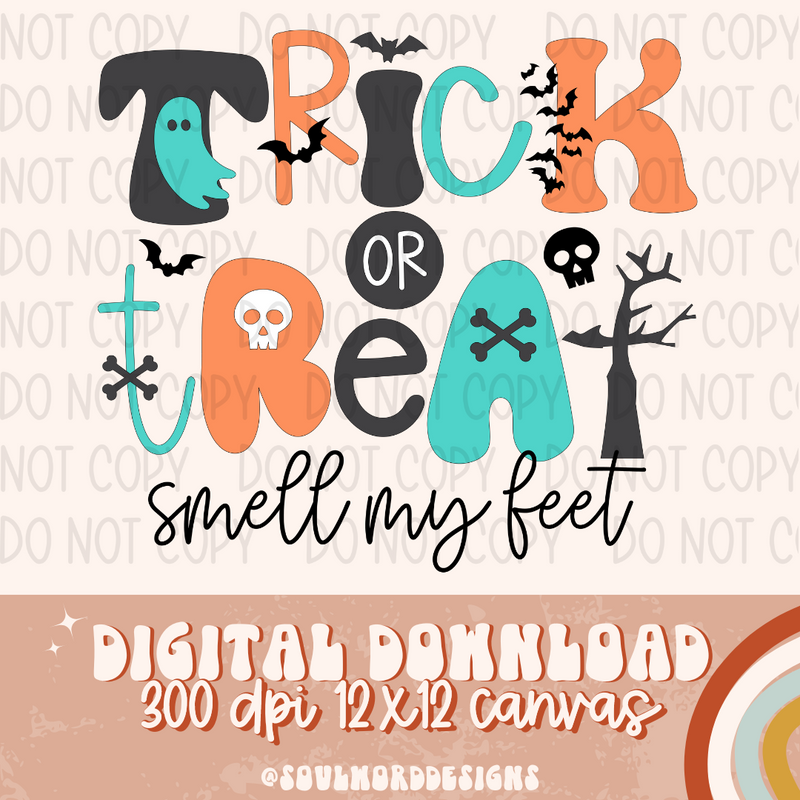 Trick Or Treat Feet Teal - DIGITAL DOWNLOAD