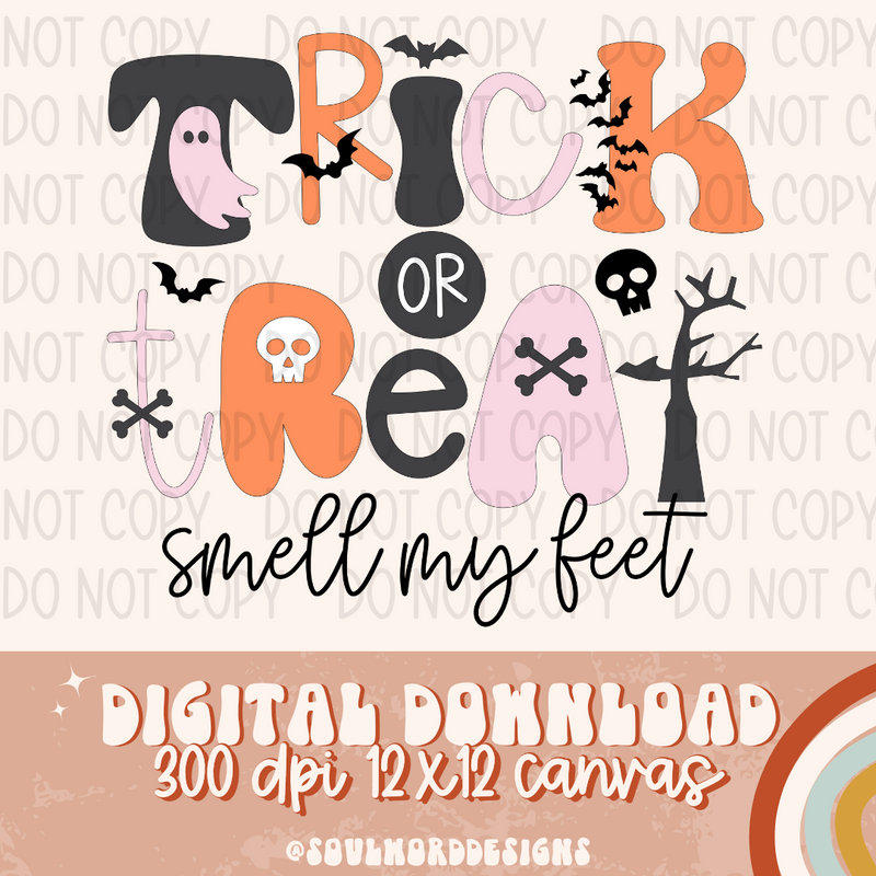 Trick Or Treat Feet Pink - DIGITAL DOWNLOAD