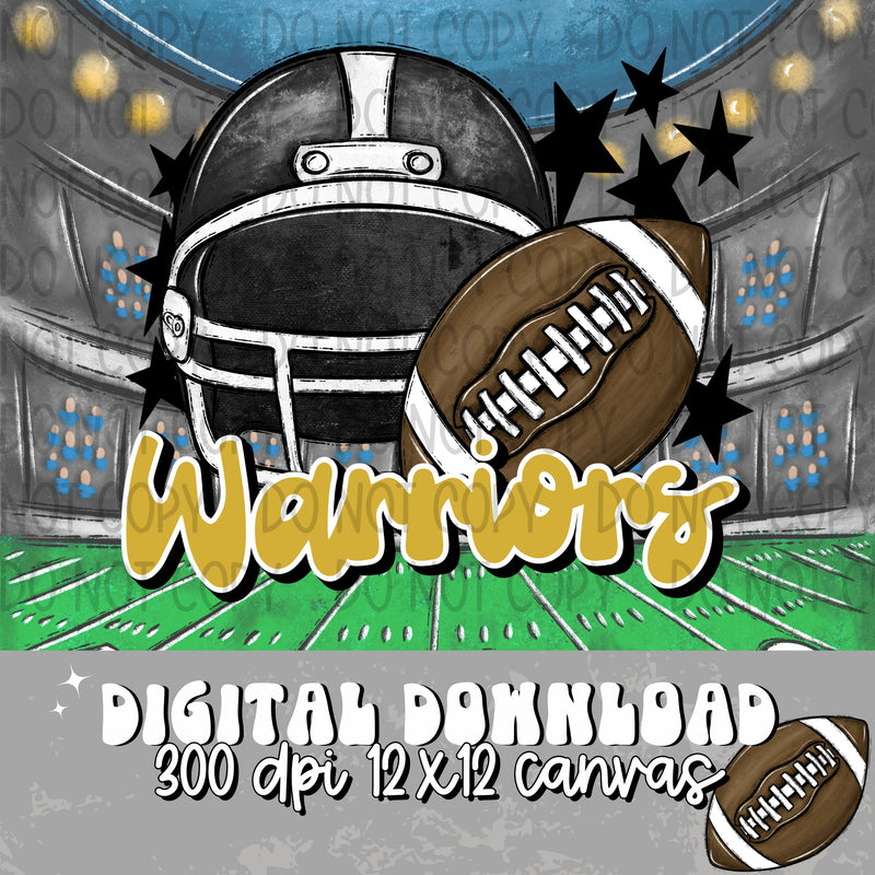 Warriors Football Helmet Black Gold - DIGITAL DOWNLOAD