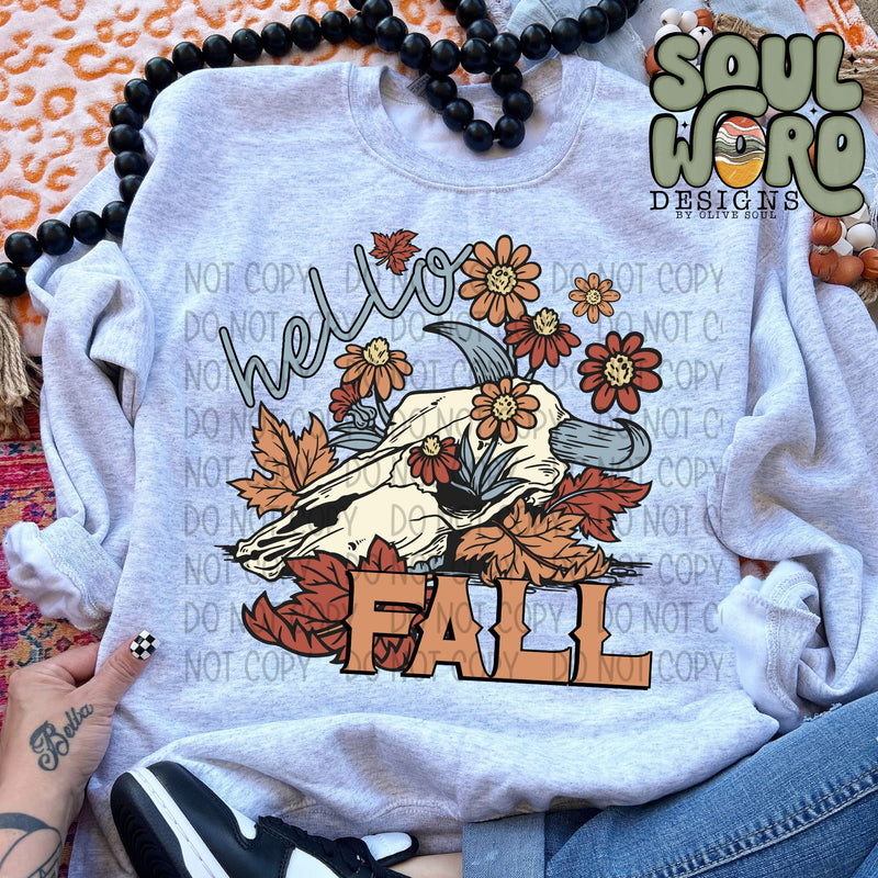 Hello Fall Boho Skull - DIGITAL DOWNLOAD