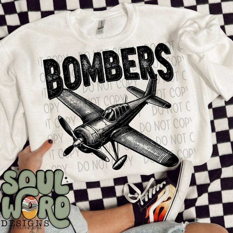 Bombers Mascot Black & White - DIGITAL DOWNLOAD