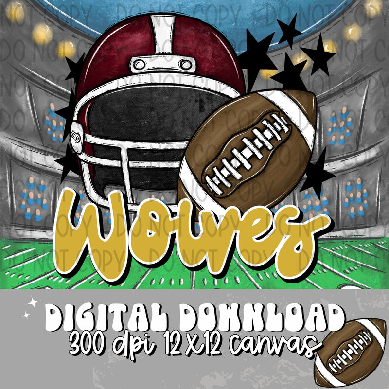 Wolves Football Helmet Maroon Gold - DIGITAL DOWNLOAD