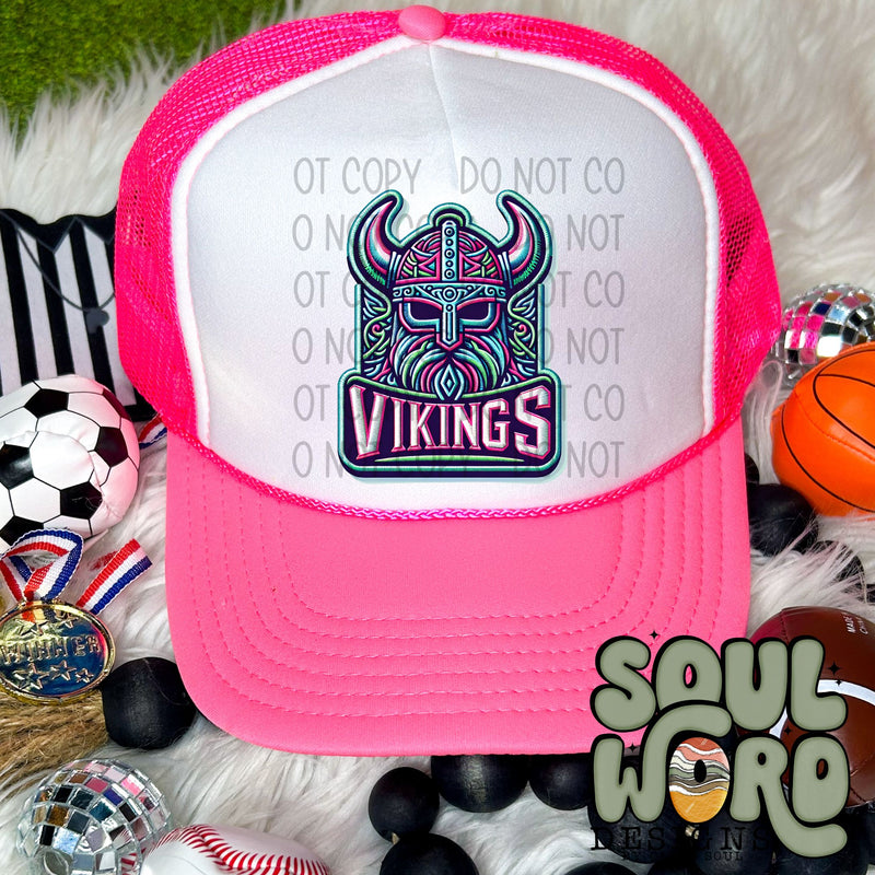 Neon Hat Patch Faux Embroidered Vikings Mascot- DIGITAL DOWNLOAD