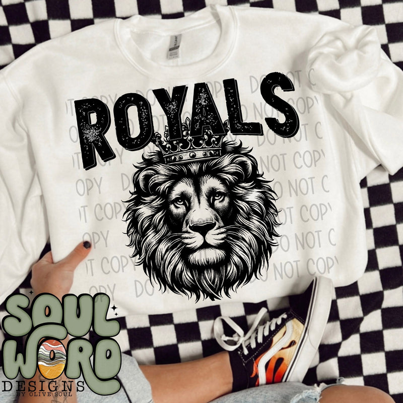 Royals Lion Mascot Black & White - DIGITAL DOWNLOAD