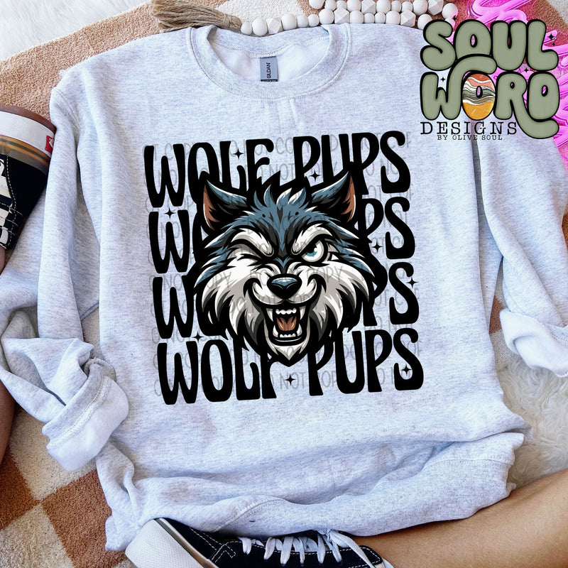 Wolf Pups Winking Mascot - DIGITAL DOWNLOAD