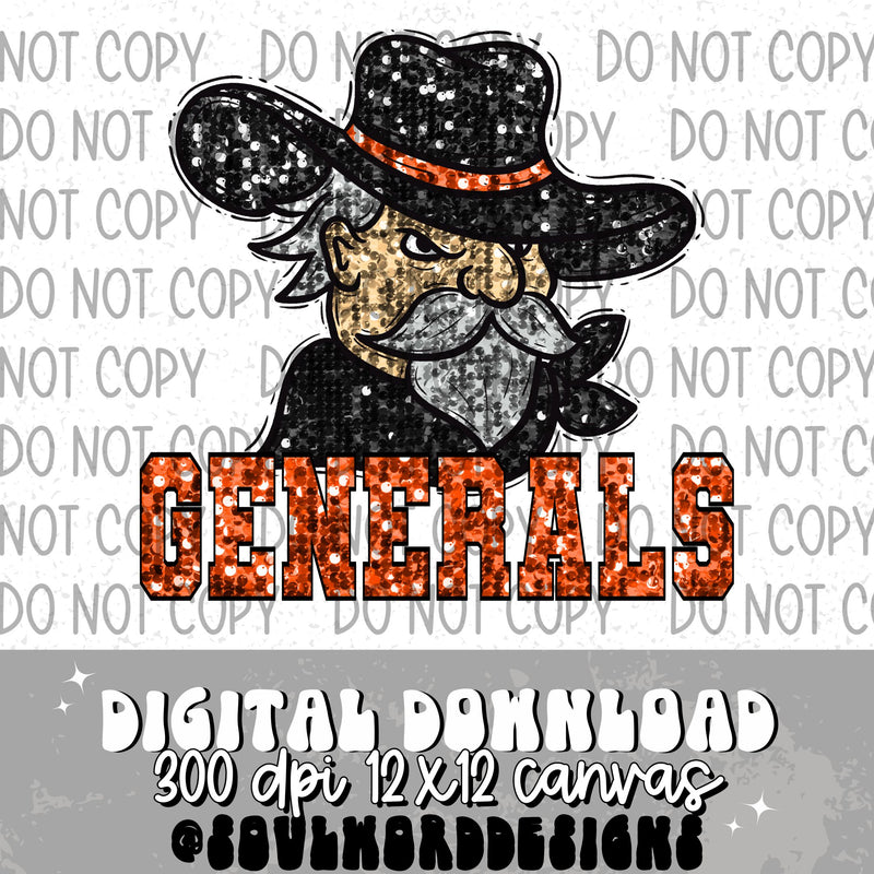 Generals Sequin Mascot - DIGITAL DOWNLOAD