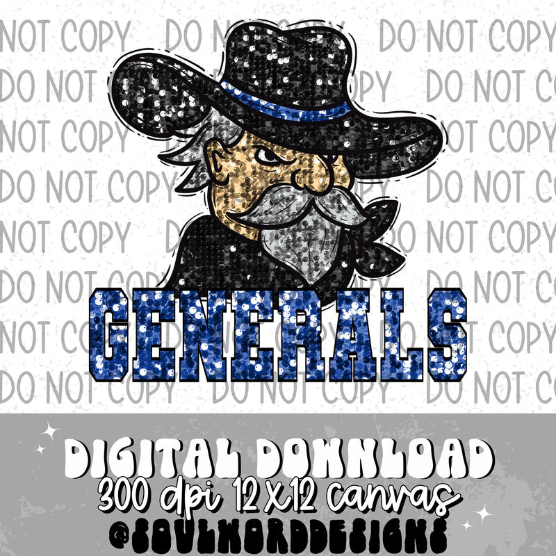 Generals Sequin Mascot - DIGITAL DOWNLOAD