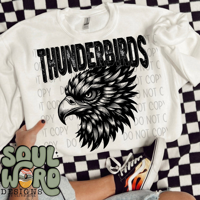 Thunderbirds Mascot Black & White - DIGITAL DOWNLOAD