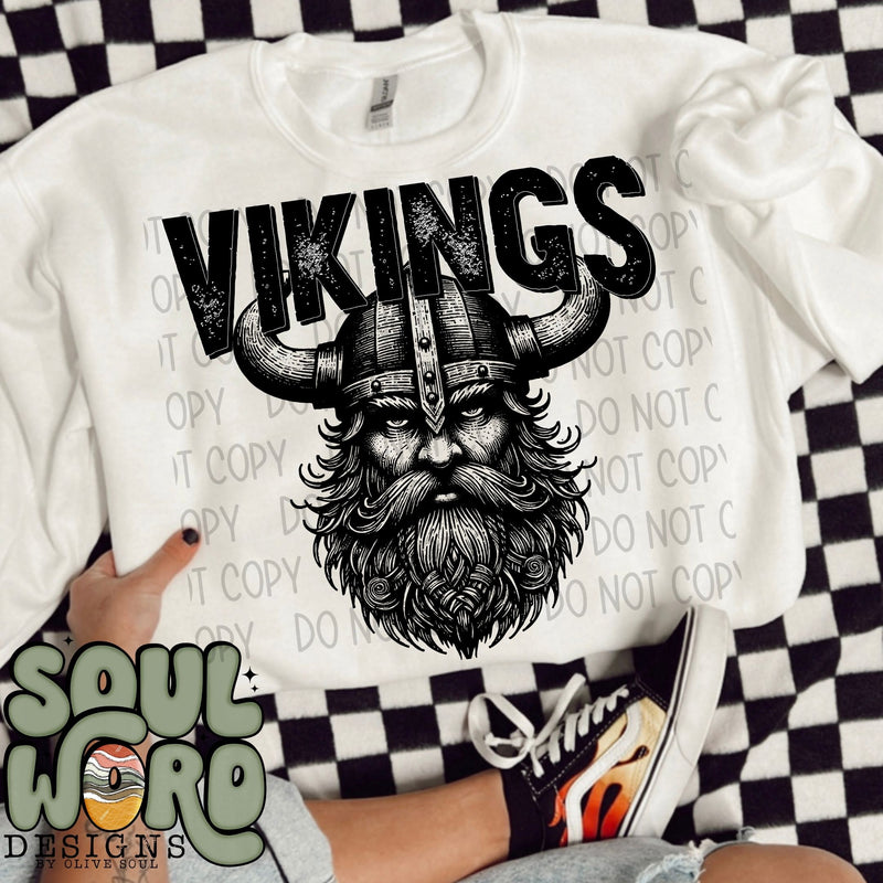 Vikings Mascot Black & White - DIGITAL DOWNLOAD
