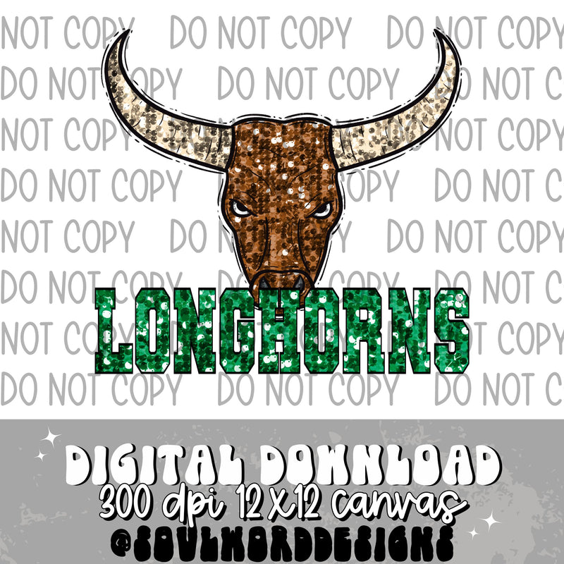 Longhorns Sequin Mascot - DIGITAL DOWNLOAD