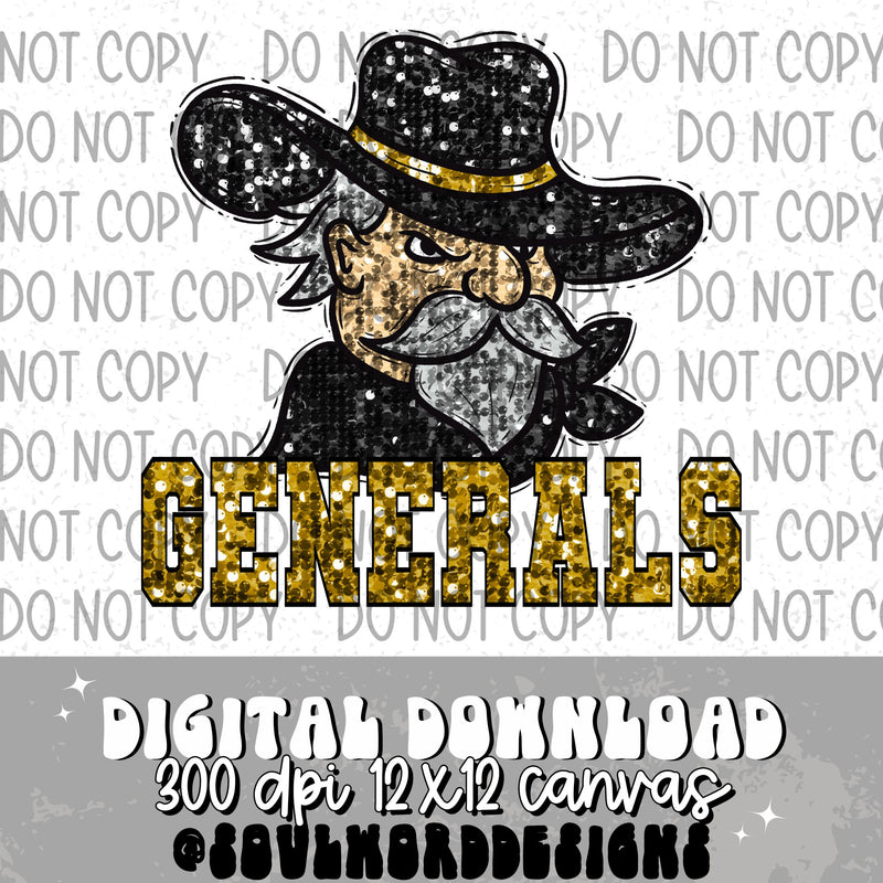 Generals Sequin Mascot - DIGITAL DOWNLOAD