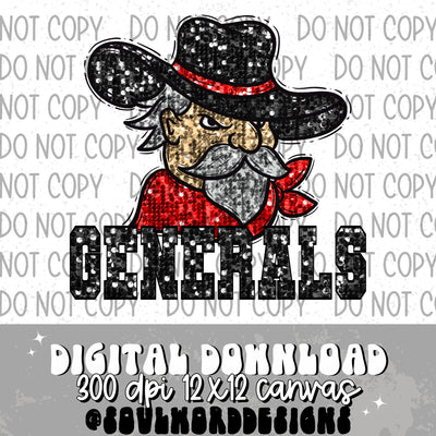 Generals Sequin Mascot - DIGITAL DOWNLOAD