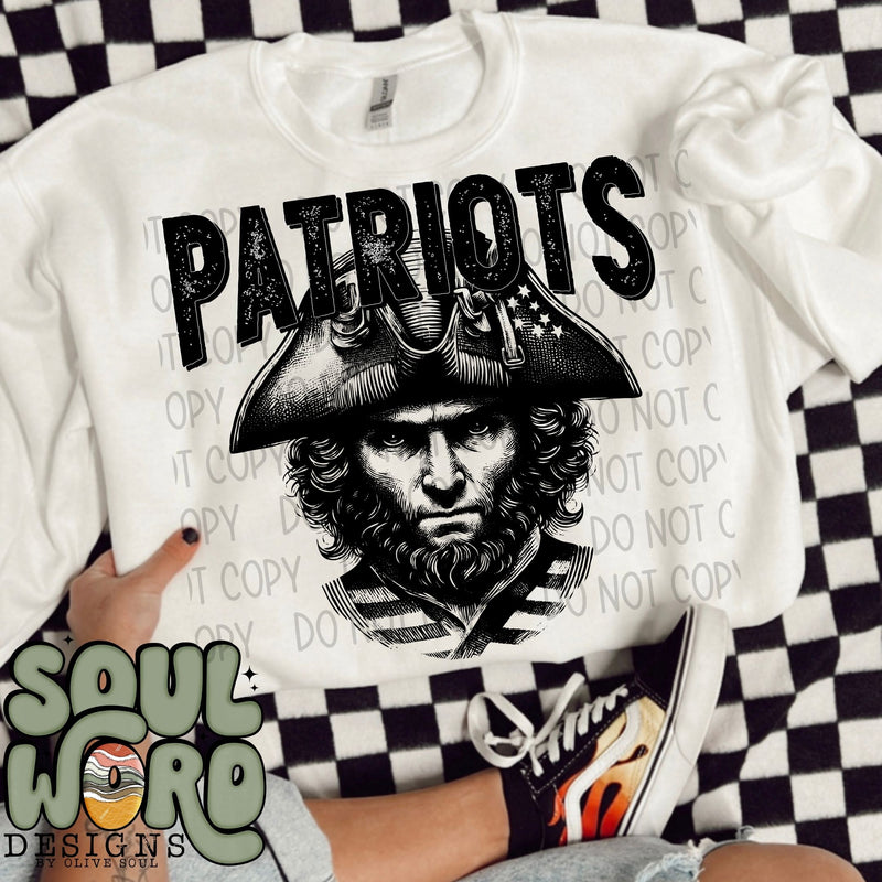 Patriots Mascot Black & White - DIGITAL DOWNLOAD