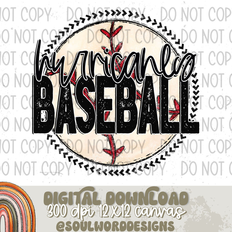 Hurricanes Baseball Circle Mascot - DIGITAL DOWNLOAD