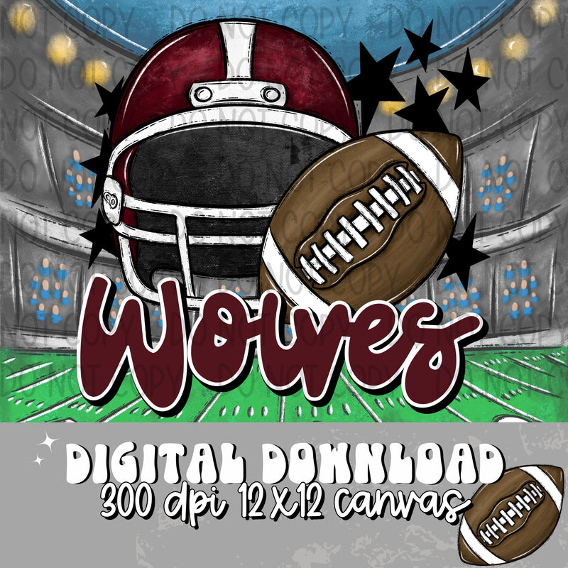 Wolves Football Helmet Maroon - DIGITAL DOWNLOAD