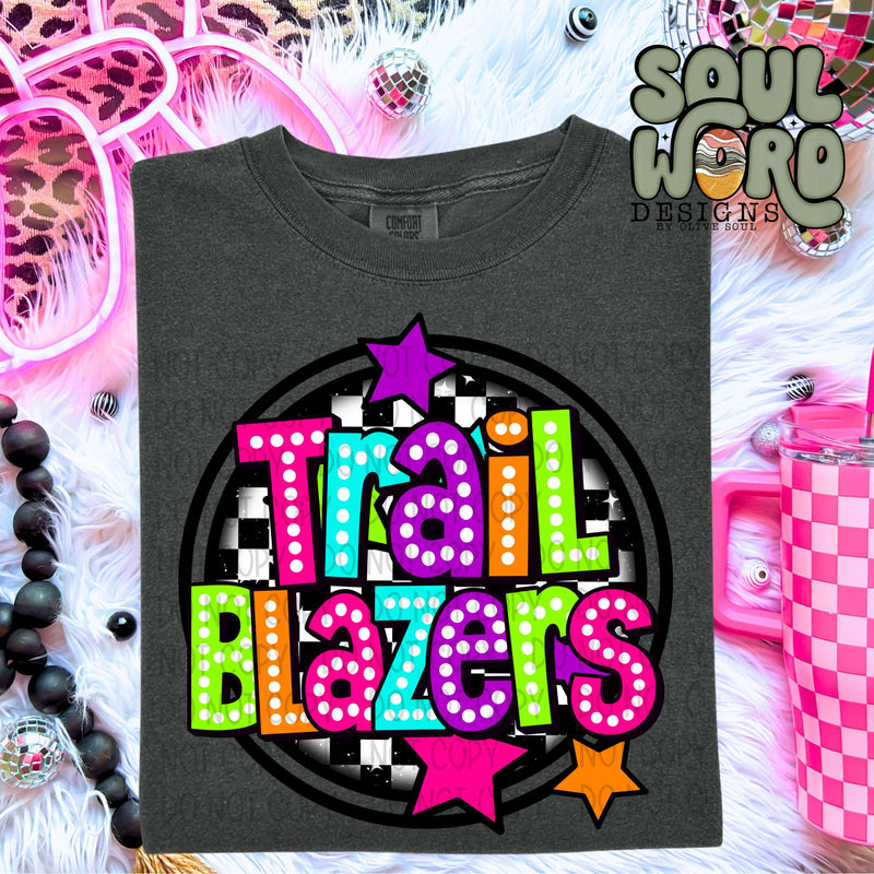 Trailblazers Neon Marquee Checker Circle Mascot  - DIGITAL DOWNLOAD