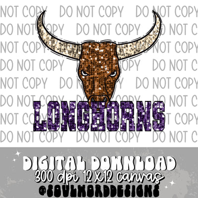 Longhorns Sequin Mascot - DIGITAL DOWNLOAD