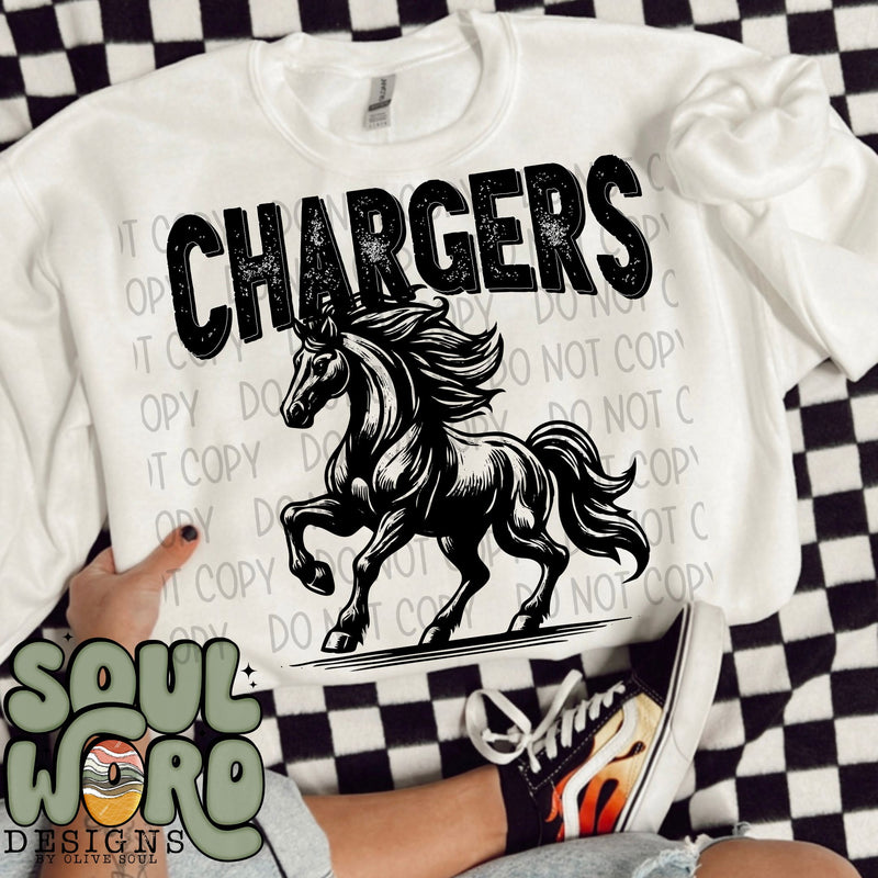 Chargers Mascot Black & White - DIGITAL DOWNLOAD