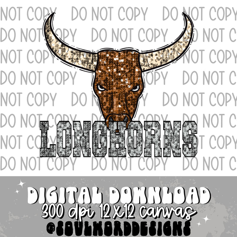 Longhorns Sequin Mascot - DIGITAL DOWNLOAD