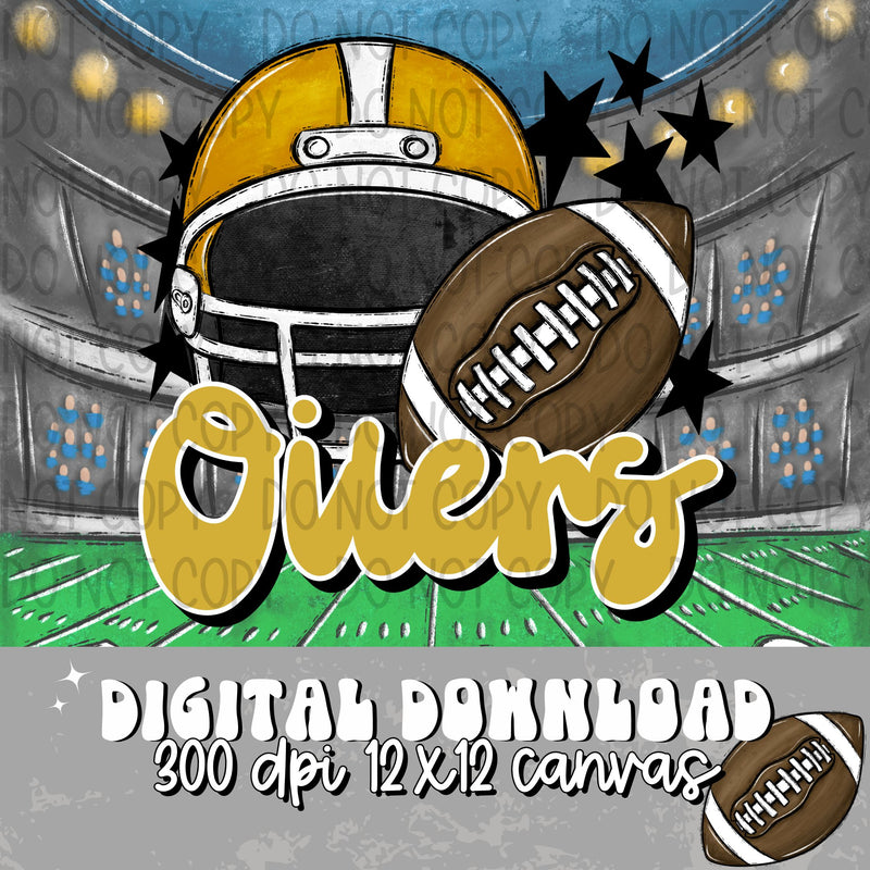 Oilers Football Helmet Gold - DIGITAL DOWNLOAD