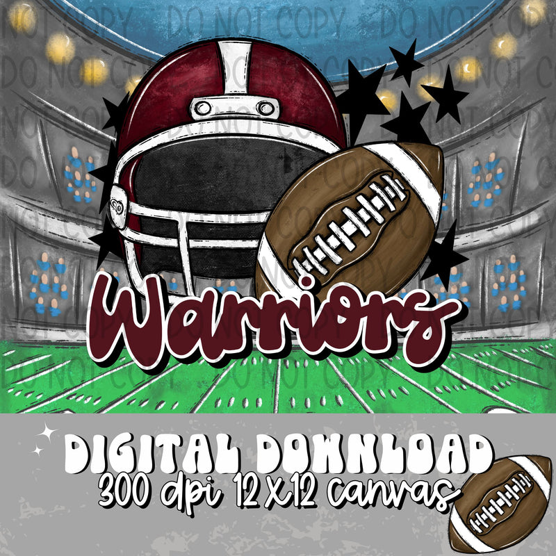 Warriors Football Helmet Maroon - DIGITAL DOWNLOAD