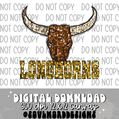 Longhorns Sequin Mascot - DIGITAL DOWNLOAD