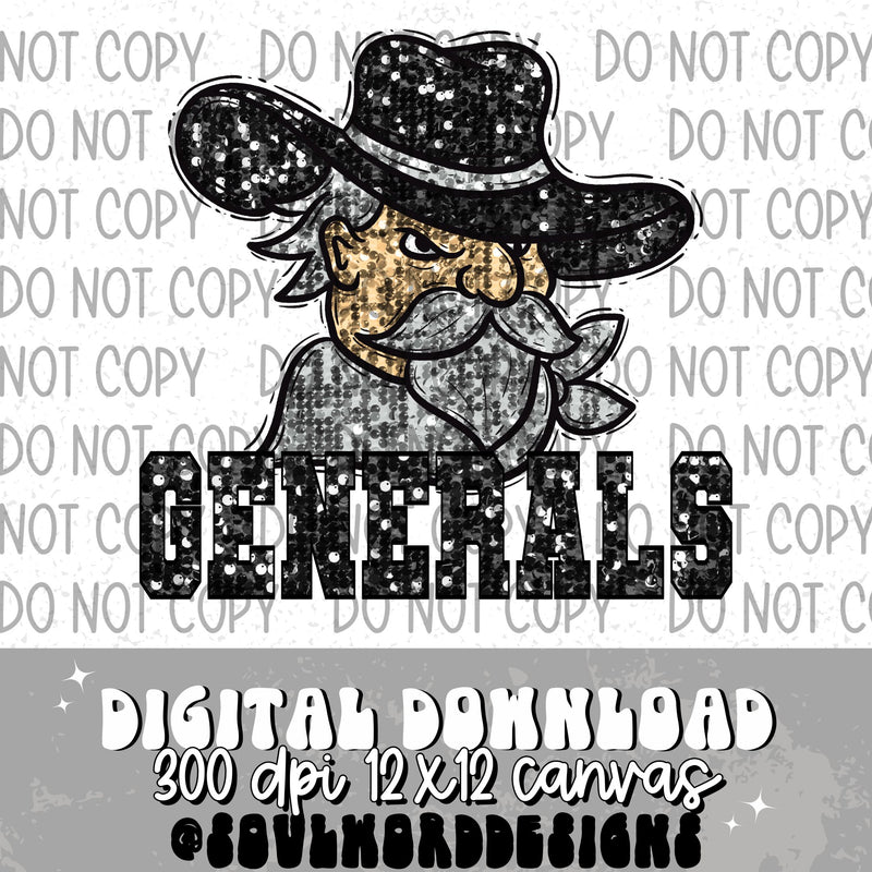 Generals Sequin Mascot - DIGITAL DOWNLOAD