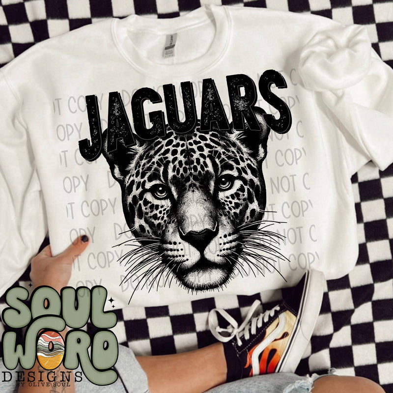 Jaguars Mascot Black & White - DIGITAL DOWNLOAD