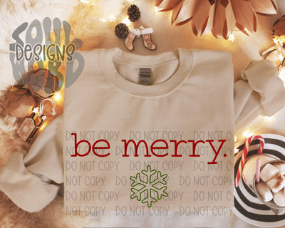 Be Merry Simple Snowflake - DIGITAL DOWNLOAD