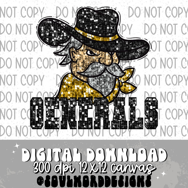 Generals Sequin Mascot - DIGITAL DOWNLOAD