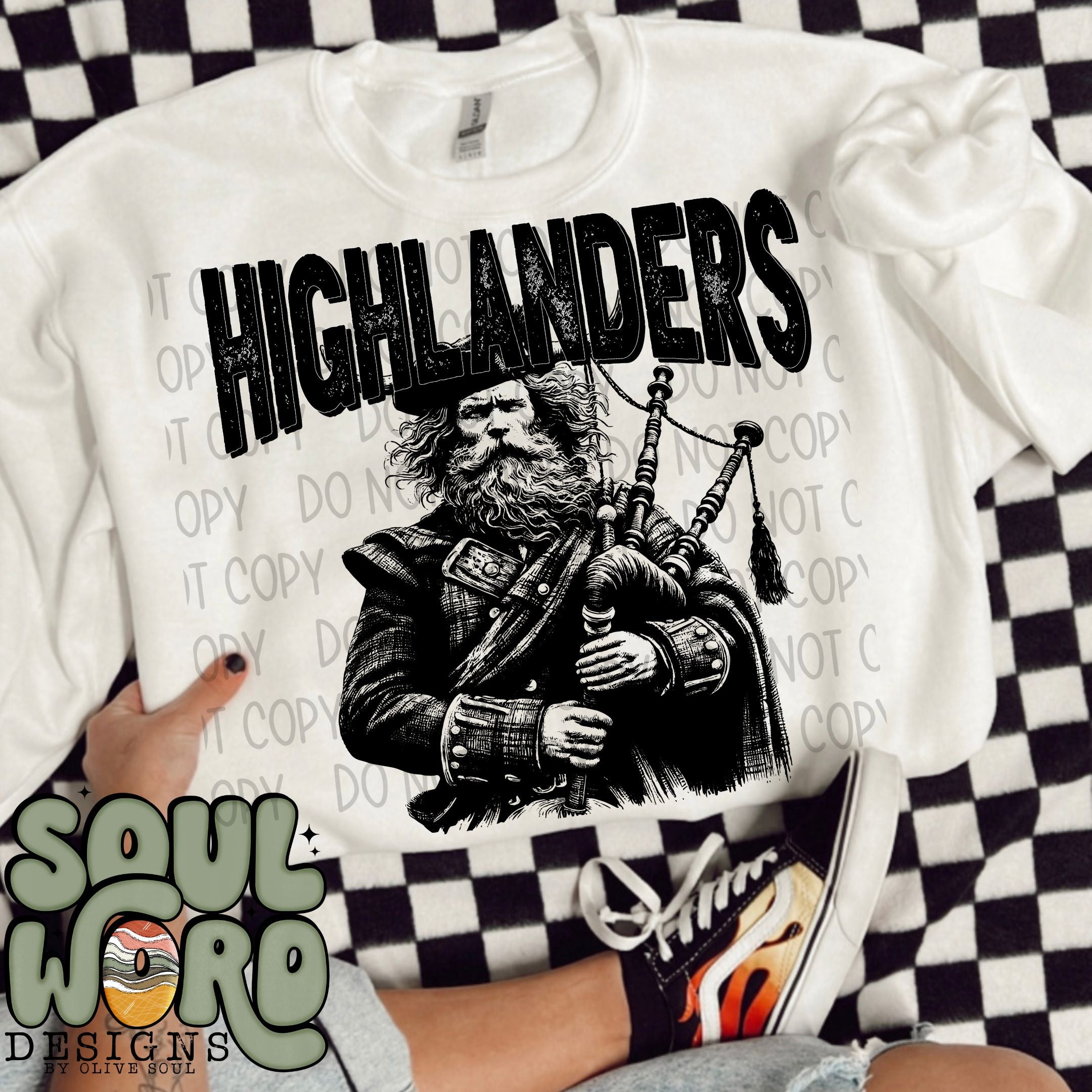 Highlanders Mascot Black & White - Digital Download – Olive Soul