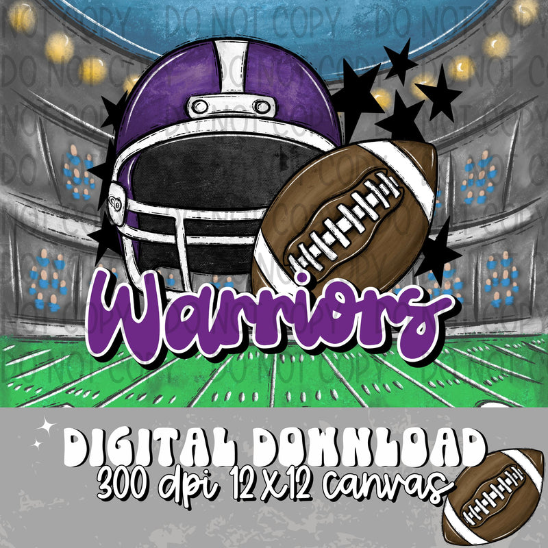 Warriors Football Helmet Purple - DIGITAL DOWNLOAD