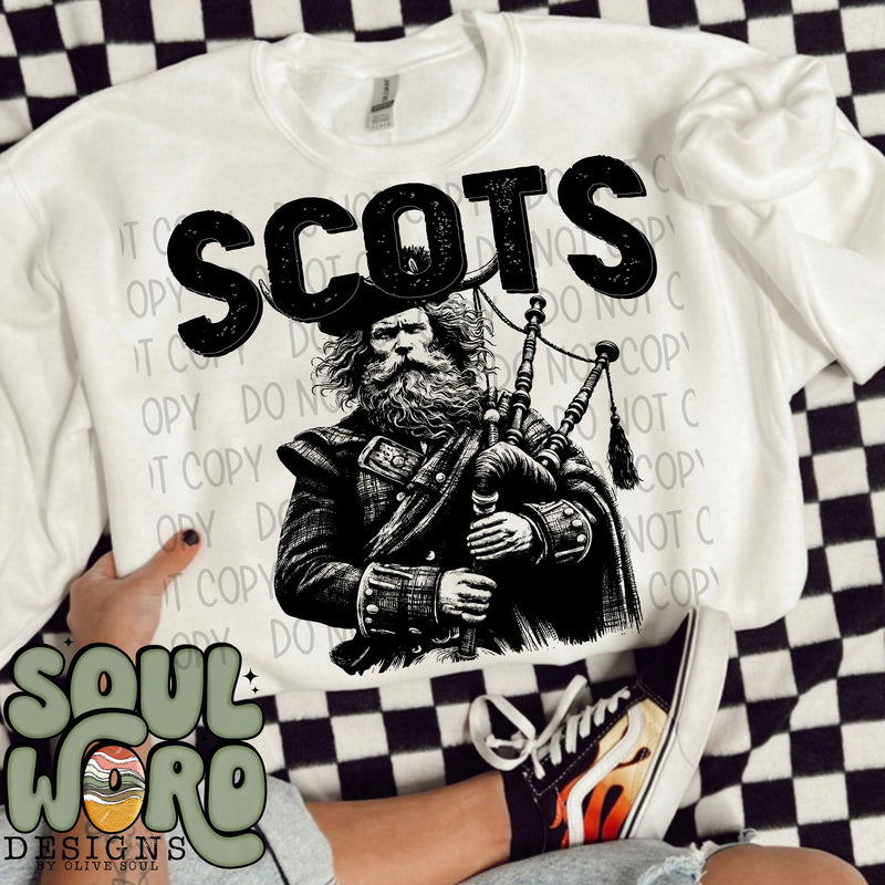 Scots Mascot Black & White - DIGITAL DOWNLOAD