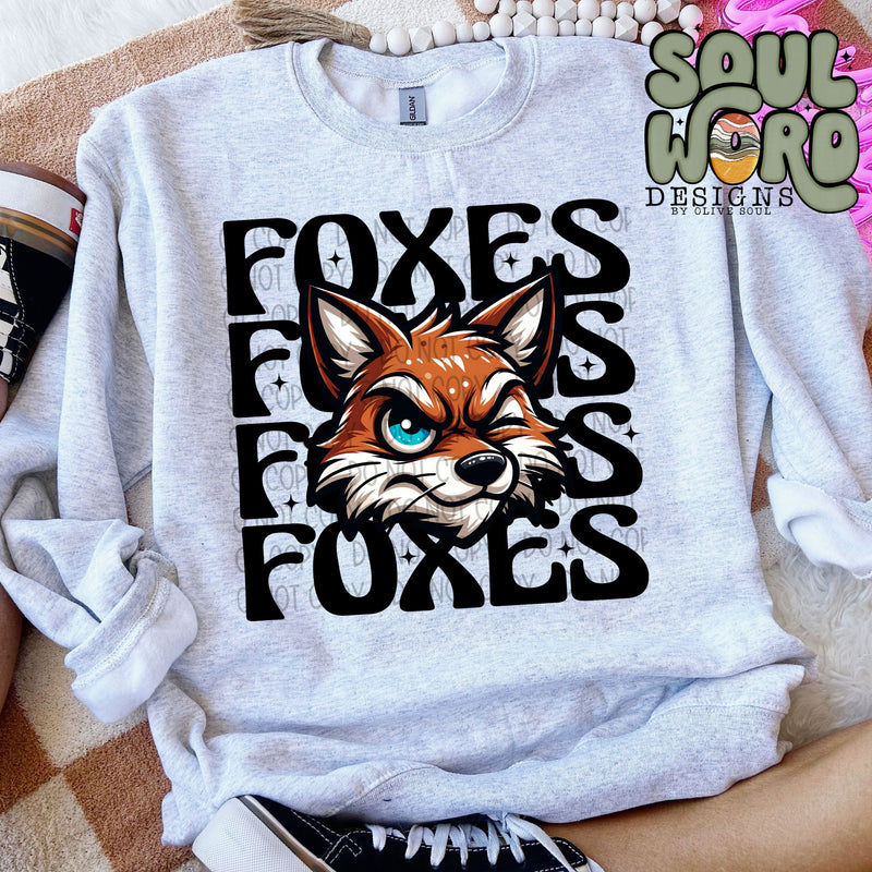 Foxes Winking Mascot - DIGITAL DOWNLOAD