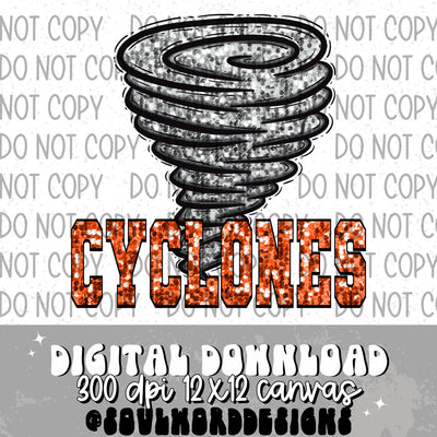 Cyclones Sequin Mascot - DIGITAL DOWNLOAD