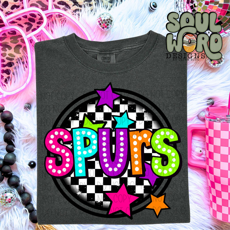 Spurs Neon Marquee Checker Circle Mascot  - DIGITAL DOWNLOAD