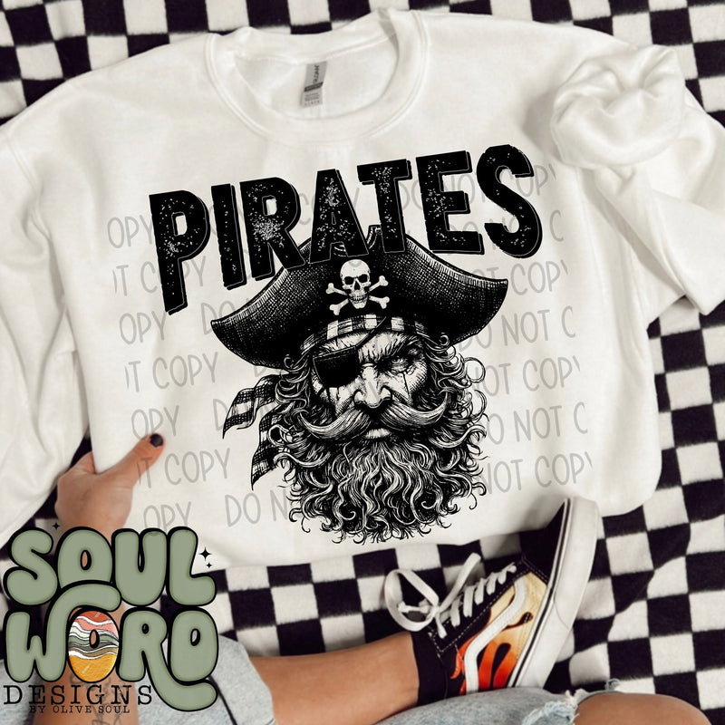 Pirates Mascot Black & White - DIGITAL DOWNLOAD