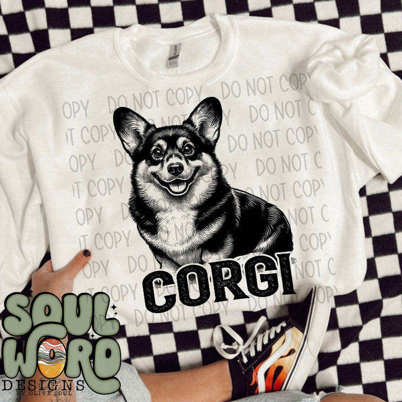 Corgi Dog Portrait Single Color - DIGITAL DOWNLOAD