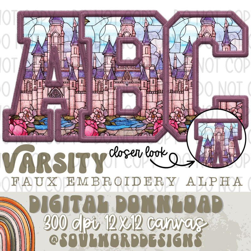 Aurora Varsity Faux Embroidery Alpha Set - DIGITAL DOWNLOAD