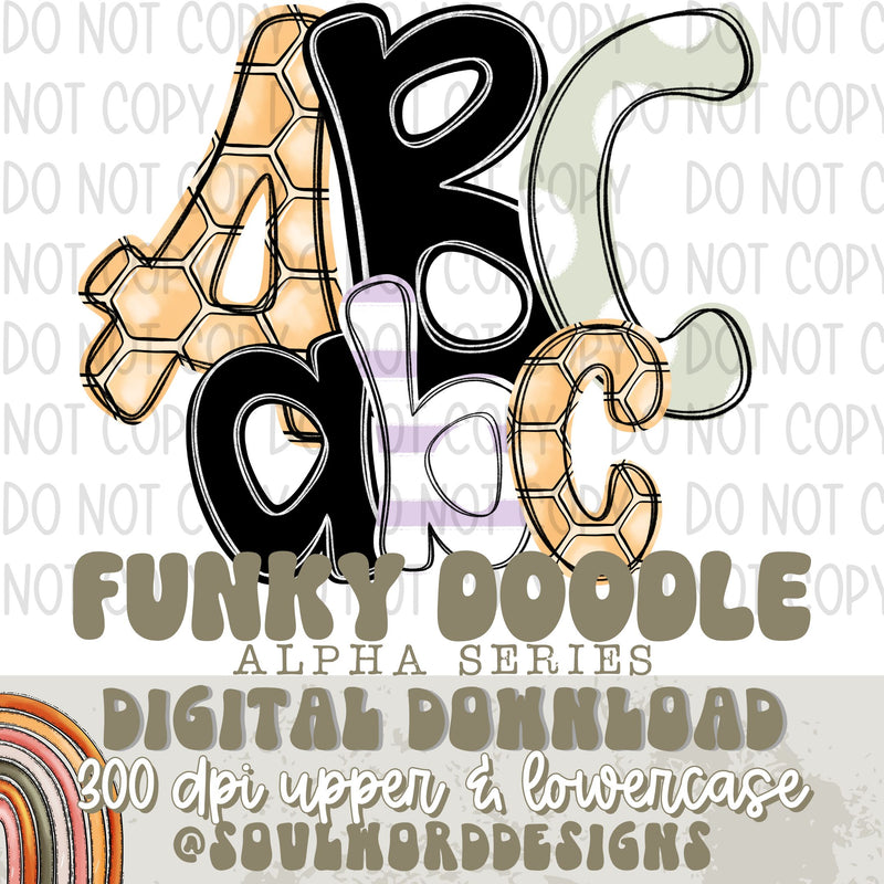 Just Bee Funky Doodle Alpha SERIES - DIGITAL DOWNLOAD