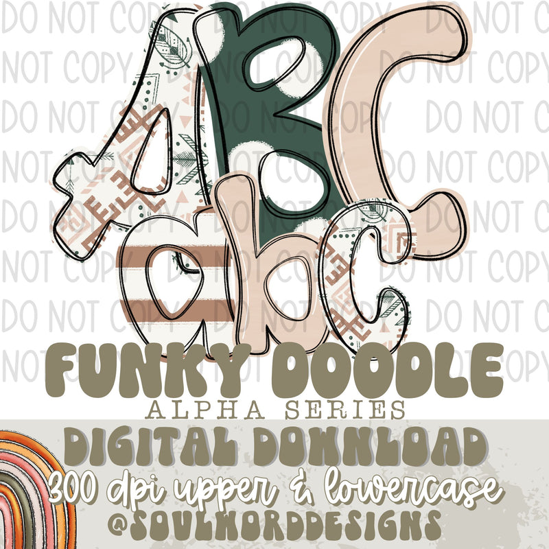 Boho Funky Doodle Alpha SERIES - DIGITAL DOWNLOAD