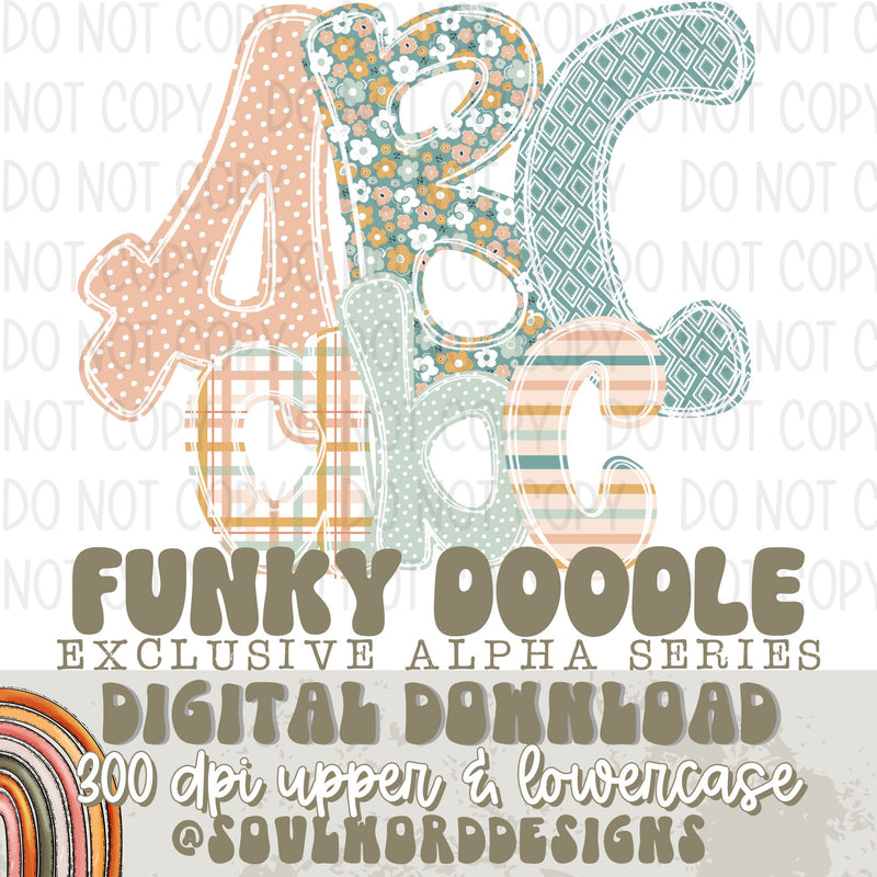 EXCLUSIVE Cutesy Boho Funky Doodle Alpha SERIES - DIGITAL DOWNLOAD