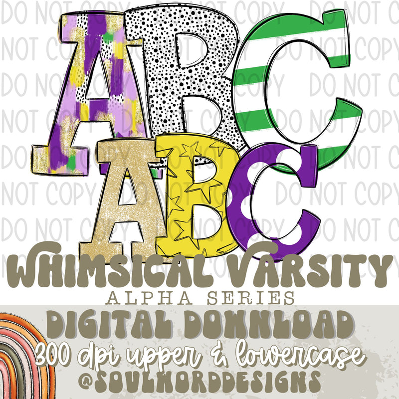 Mardi Gras Whimsical Varsity Alpha SERIES - DIGITAL DOWNLOAD