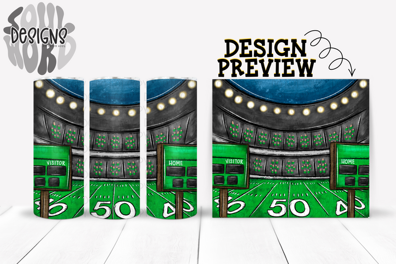 Stadium Background Green Shirts Skinny Straight Tumbler Design - DIGITAL DOWNLOAD